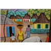 Image 2 : Folk Art Village Scene Artwork by Haitian Artist Thony Jean 10" x 8", Unframed