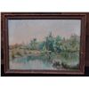 Image 1 : Landscape Scene Watercolor Painting w/ Handwritten Note on Back 11" x 8", Framed