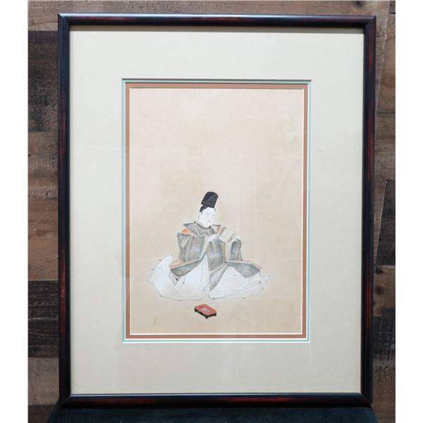 One of the Thirty-Six Immortals of Poetry Artwork Unsigned 17" x 21", Framed & Matted