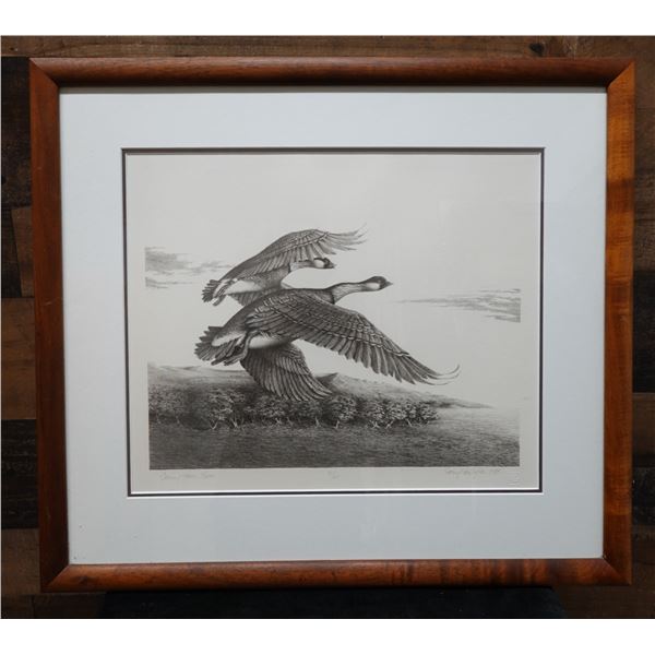 Coming Home, Nene Artwork Numbered 40/60 by Daniel Van Zyle 22.5" x 20", Koa Framed & Matted