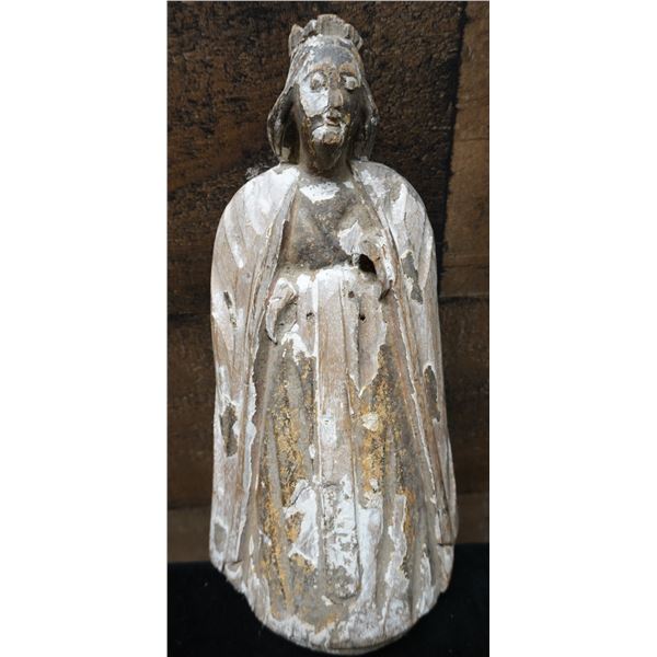 Santos Religious Figure Carved Statue 4.5" Dia, 9"H