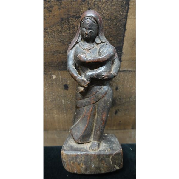 Santos Religious Mary Carved Statue on Base 3" x 3" x 8"H