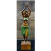 Image 1 : Carved Wooden Hula Dancer Statue 3.5" x 3.5" x 14.5"H