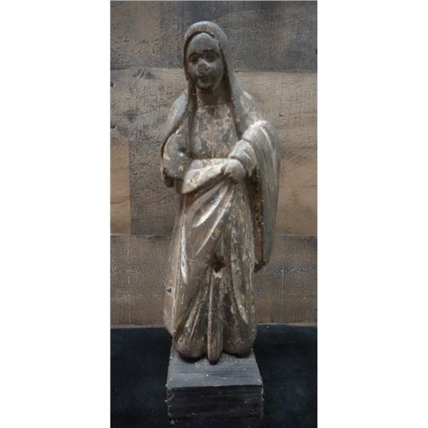 Santos Religious Figure Carved Statue 5" Dia, 13"H