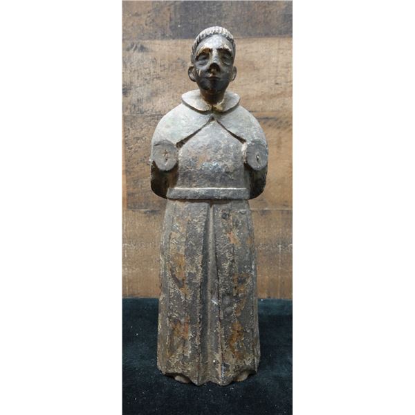 Santos Religious Figure Carved Statue 4" Dia, 11"H