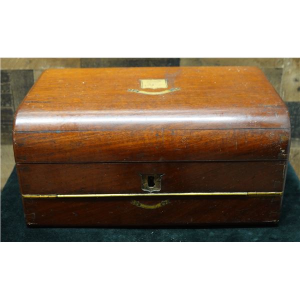 Mahogany Writing Box Circa 19th Century 12.5" x 9" x 6"H