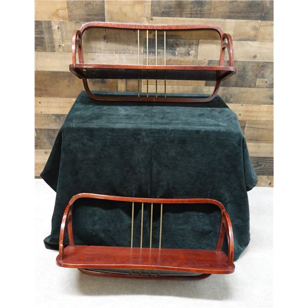 Qty 2 Wooden Secession-Style Shelves 28" x 8" x 15"