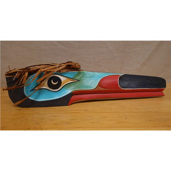 Carved NW Native American Bird Mask 26" x 9" x 6"H