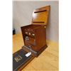 Image 14 : Antique Victorian Wood Travel Secretary, Desk w/ File Box & Inkwells 12" x 10" x 12.5"H