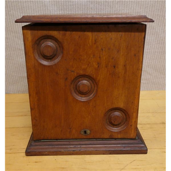 Antique Victorian Wood Travel Secretary, Desk w/ File Box & Inkwells 12" x 10" x 12.5"H