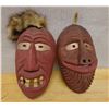 Image 1 : Qty 2 Inuit Carved Mask Wall Hangings Approx 14"-15""