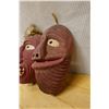 Image 7 : Qty 2 Inuit Carved Mask Wall Hangings Approx 14"-15""