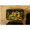 Image 2 : Qty 5 Russian Lacquer Boxes w/ Folk Scenes & Lids, Misc Sizes