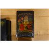 Image 4 : Qty 5 Russian Lacquer Boxes w/ Folk Scenes & Lids, Misc Sizes