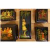 Image 6 : Qty 5 Russian Lacquer Boxes w/ Folk Scenes & Lids, Misc Sizes