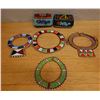 Image 1 : Qty 2 New Guinea Batak Tribal Bead Boxes w/ Lids & 4 Beaded Collars, Misc Sizes