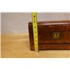 Image 13 : Burl Wood English Writing Set w/ Decanters & Pull-Out Tray Circa 19th Century 12.5" x 9" x 7"H