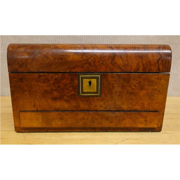 Burl Wood English Writing Set w/ Decanters & Pull-Out Tray Circa 19th Century 12.5" x 9" x 7"H