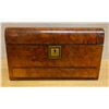 Image 1 : Burl Wood English Writing Set w/ Decanters & Pull-Out Tray Circa 19th Century 12.5" x 9" x 7"H