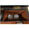 Image 8 : Burl Wood English Writing Set w/ Decanters & Pull-Out Tray Circa 19th Century 12.5" x 9" x 7"H