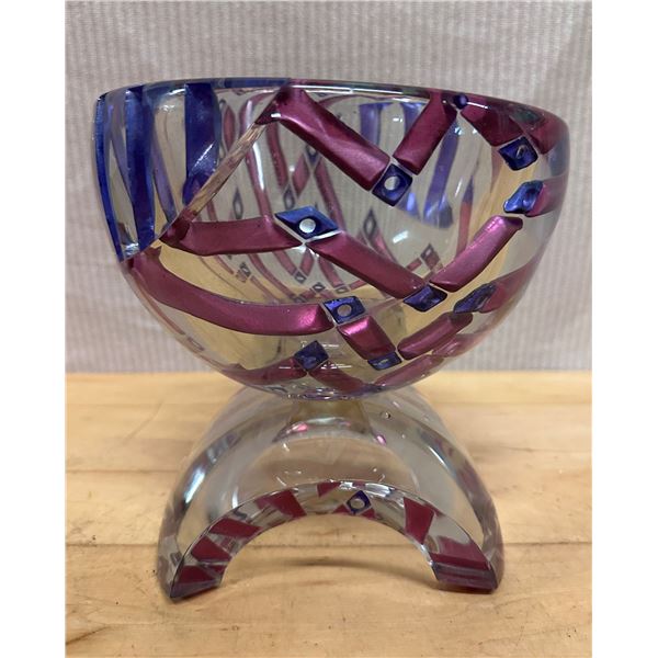 Glass 2-Part Royal Ribbons SE 2614 Balance Sculpture 8" Dia, 8"H