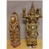 Image 1 : Qty 2 Vintage Burmese Temple Figures 6" Dia, 13"H & 4" Dia, 11"H