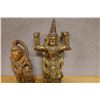 Image 3 : Qty 2 Vintage Burmese Temple Figures 6" Dia, 13"H & 4" Dia, 11"H