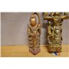 Image 4 : Qty 2 Vintage Burmese Temple Figures 6" Dia, 13"H & 4" Dia, 11"H