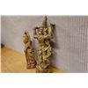 Image 5 : Qty 2 Vintage Burmese Temple Figures 6" Dia, 13"H & 4" Dia, 11"H
