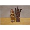 Image 6 : Qty 2 Vintage Burmese Temple Figures 6" Dia, 13"H & 4" Dia, 11"H