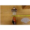 Image 8 : Qty 2 Japanese Dolls Approx. 7"-8"H  w/ Fan in Wooden Box w/ Calligraphy