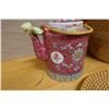 Image 3 : Chinese Tea Set w/ Porcelain Tea Pot & Woven Wicker Warming Basket, Misc Sizes