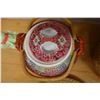 Image 5 : Chinese Tea Set w/ Porcelain Tea Pot & Woven Wicker Warming Basket, Misc Sizes