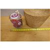 Image 7 : Chinese Tea Set w/ Porcelain Tea Pot & Woven Wicker Warming Basket, Misc Sizes