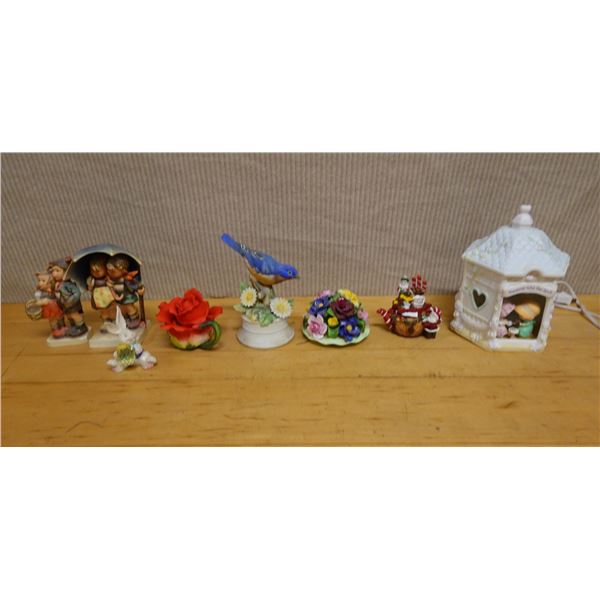Multiple Ceramics & Decorative Items: Figurines, Floral Arrangements, Friendship Light, Birds, etc M