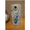 Image 5 : Qty 2 Asian Baluster Vases (1 repaired) & Chinese Pottery Heated Pillow w/ Maker's Mark, Misc Sizes