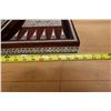 Image 9 : Middle Eastern Inlaid Chess & Backgammon Folding Board 20" x 20" (open)