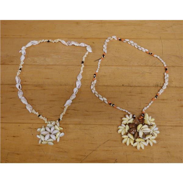 Qty 2 Shell Necklaces w/ Pendants, Approx. 36"L