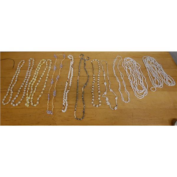 Qty 12 Shell Necklaces - Some Multi-Strand, Misc Shells & Sizes