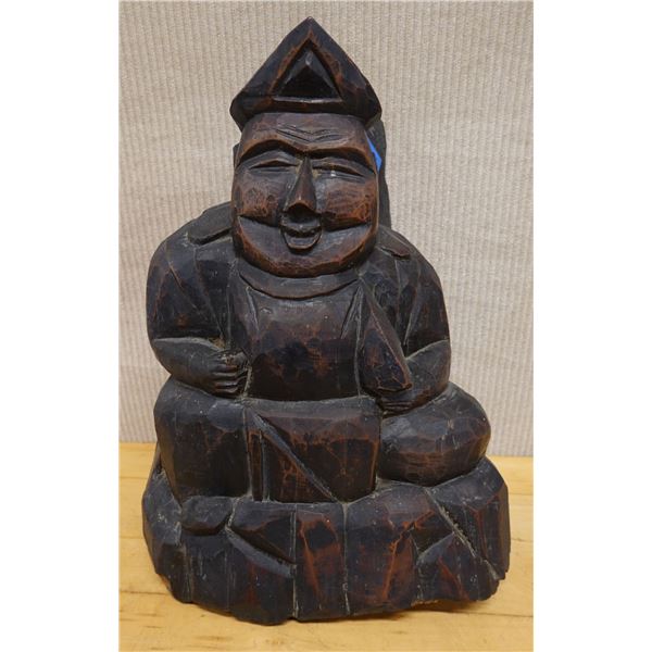 Carved Wooden Asian Figure 10" x 8" x 19" (cracked)
