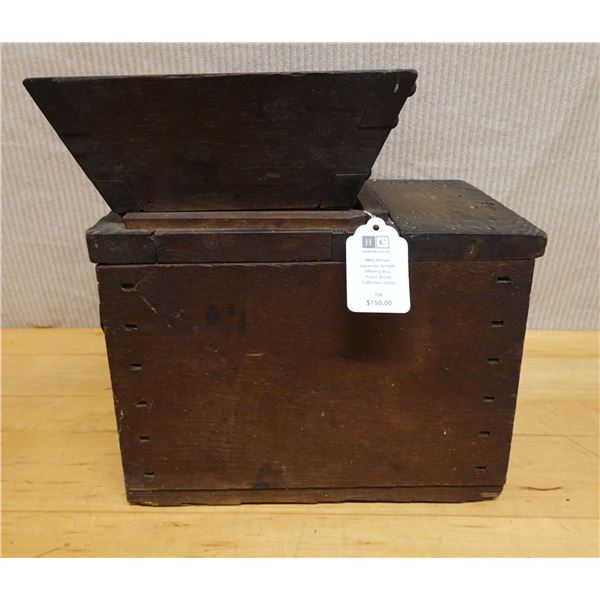 Wooden Japanese Temple Offering Box Collection Chest w/ Maker's Mark 12.5" x 13.5"