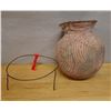 Image 1 : Thai Ban Chiang Culture Pottery Vessel w/ Stand 10" Dia, 16"H (cracked)