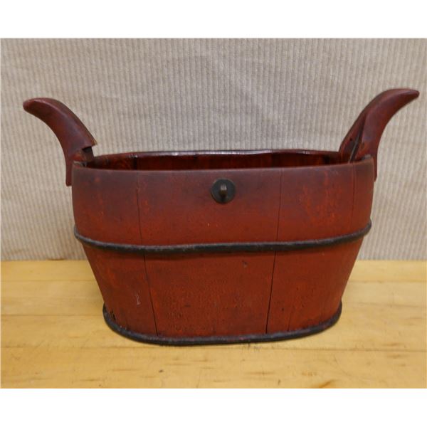 Chinese Wooden Dry Goods Storage Bucket w/ Handles 14" x 10" x 8"H (w/o handles)