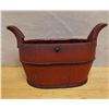 Image 1 : Chinese Wooden Dry Goods Storage Bucket w/ Handles 14" x 10" x 8"H (w/o handles)