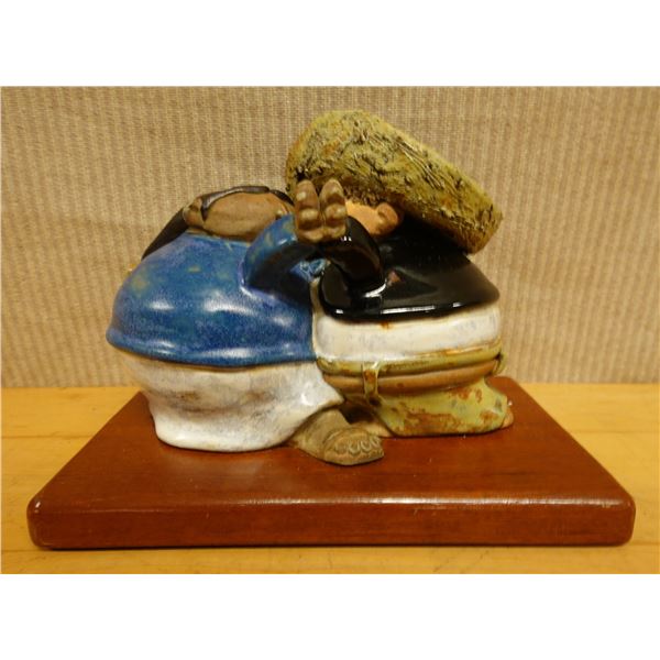 Baile (Dancing Couple) Ceramic Sculpture on Stand by Rodo Padilla 9.5" x 6.5" x 7"H