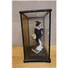 Image 5 : Japanese Geisha Figurine w/ Calligraphy in Glass Case 13" x 10.5" x 19"H