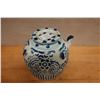 Image 2 : Chinese Blue & White Porcelain Pot w/ Spout & Lid 7.5" Dia, 8.5"H (chipped)