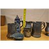 Image 12 : Qty 8 Metal Vessels: Stein, Mugs, Pan, etc Misc Sizes