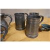 Image 4 : Qty 8 Metal Vessels: Stein, Mugs, Pan, etc Misc Sizes