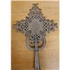 Image 1 : Ethiopian Metal Processional Cross w/ Engraved Jesus 14.5" x 22"